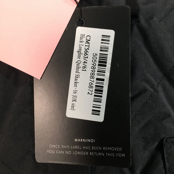 Pretty Little Thing Longline Quilted Shacket, Women's Size 12 US - Black - Picture 7 of 13